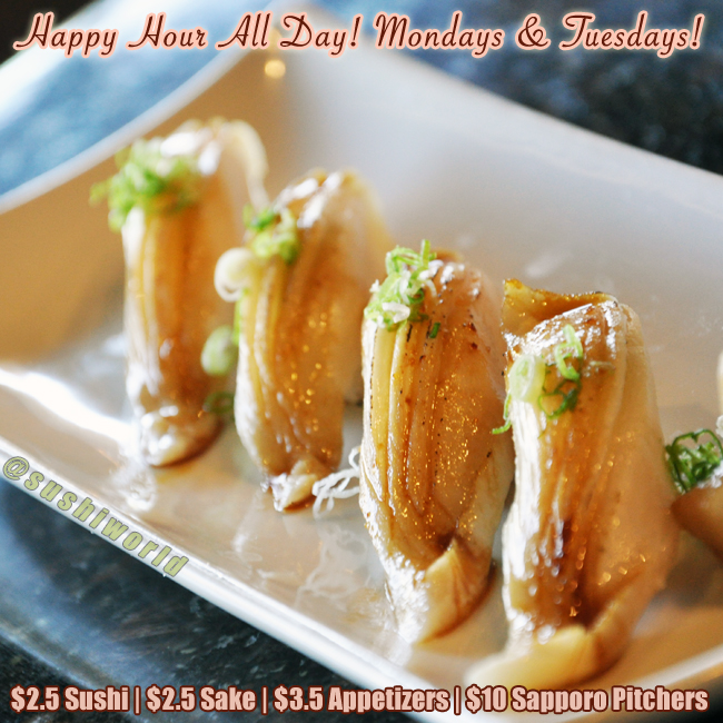 Escolar Orange County Best Happy Hour Sushi World Cypress OC All Day Mondays Tuesdays