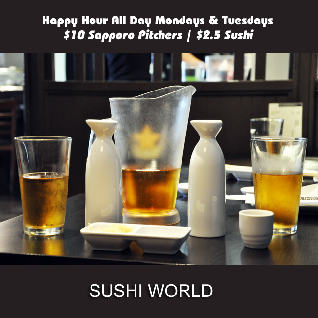 Sapporo Pitchers Sake Best Happy Hour OC Orange County Sushi World