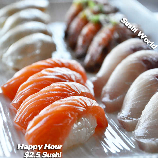 Best OC Happy Hour Orange County Cypress Sushi World Peppered Salmon Escolar Yellowtail