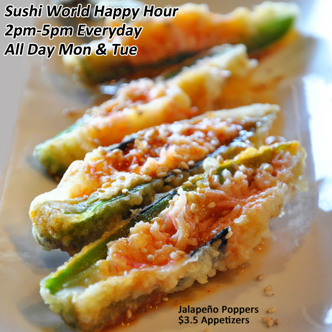 Jalapeno Poppers Appetizers Cypress Orange County OC Sushi World Japanese Restaurant