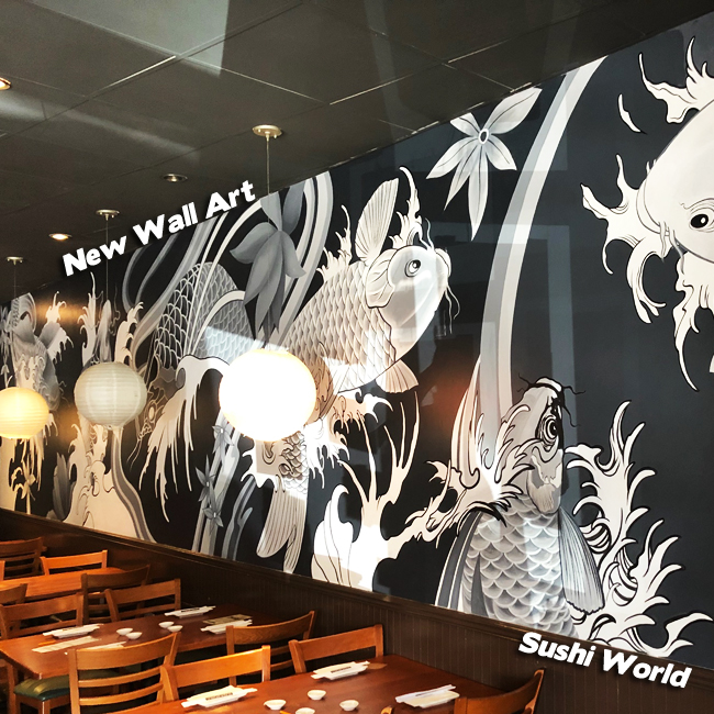Japanese Koi Mural Wall Art Local Artist Restaurant Decor Interior Design