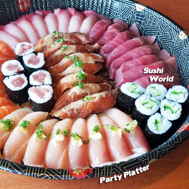 Orange County Sushi Party Platter Tuna Tekka Maki Yellowtail Albacore Peppered Salmon