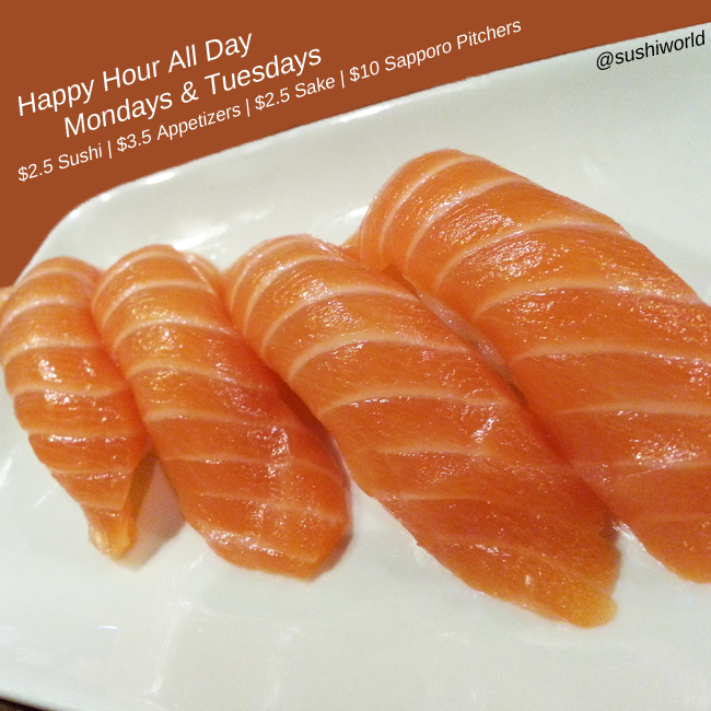 Salmon Orange County's Best Happy Hour OC Sushi World Cypress Garden Grove Stanton Anaheim