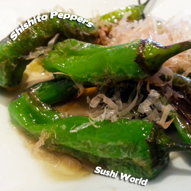Shishito Peppers with Bonita Flakes Appetizers Happy Hour All Day Mondays Tuesdays Orange County OC Sushi World