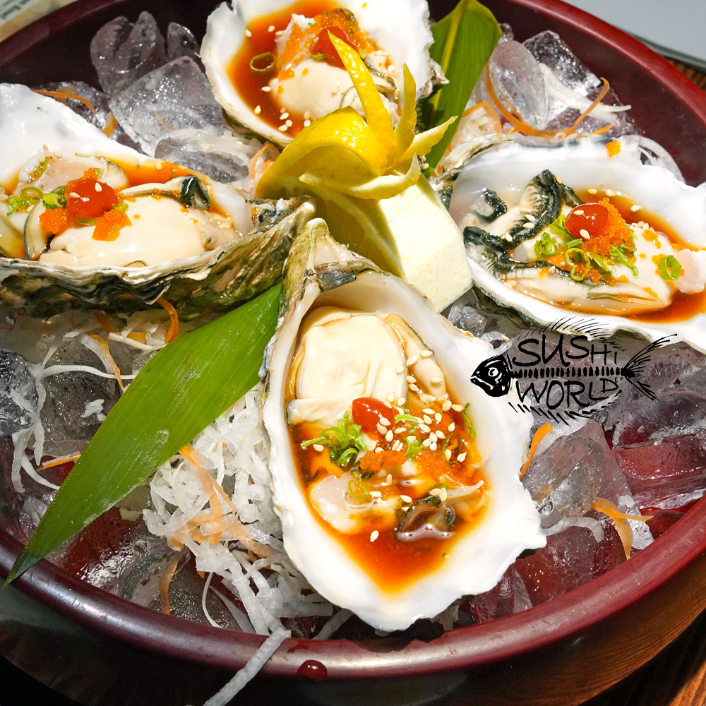 Raw Oysters on a Half Shell Masago Ponzu Valentines Day Orange County Sushi World