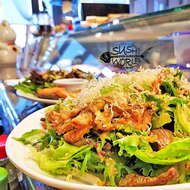 Salmon Skin Salad OC Orange County Best Happy Hour Cypress Sushi World