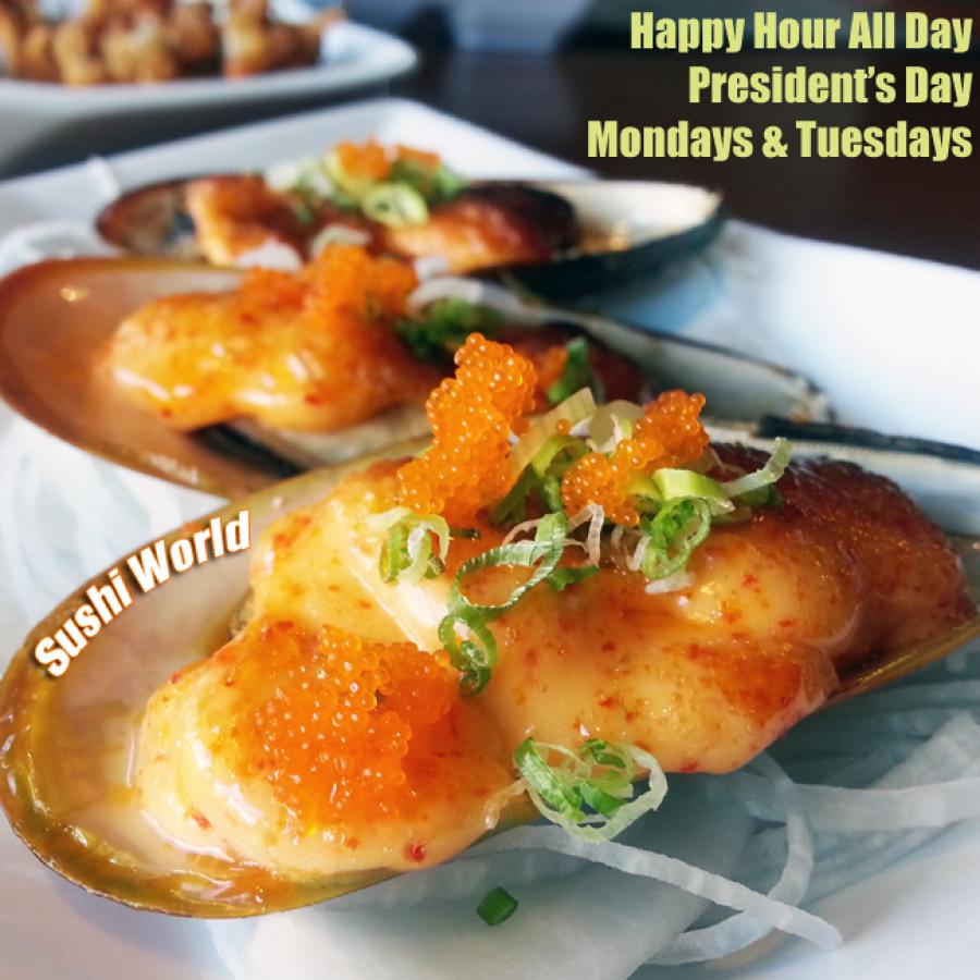 Baked Mussels Best Happy Hour OC Orange County Sushi World Appetizers Baked Mussels Best Happy Hour OC Orange County Sushi World Appetizers