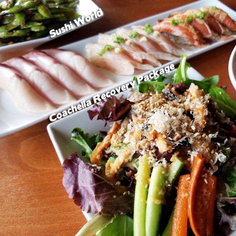 Coachella Recovery Package Happy Hour All Day Monday Tuesdays Salmon Skin Salad Yellowtail Sushi World Coachella Recovery Package Happy Hour All Day Monday Tuesdays Salmon Skin Salad Yellowtail Sushi World