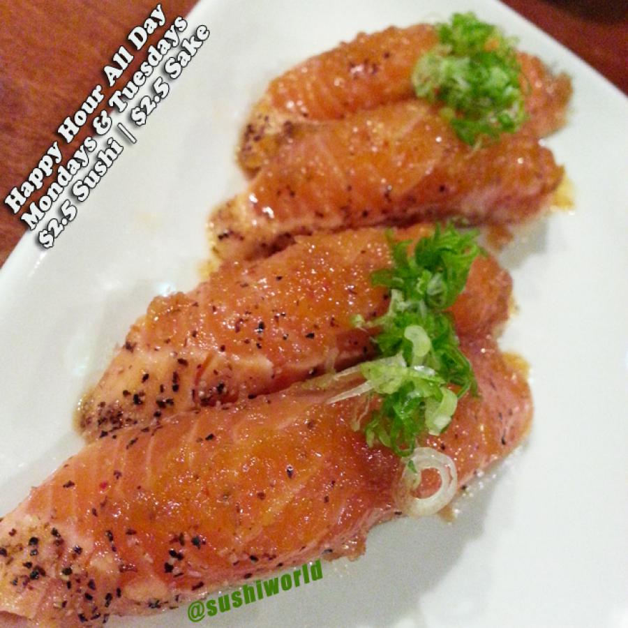 Peppered Salmon Orange County Best Happy Hour Sushi World OC Cypress Peppered Salmon Orange County Best Happy Hour Sushi World OC Cypress
