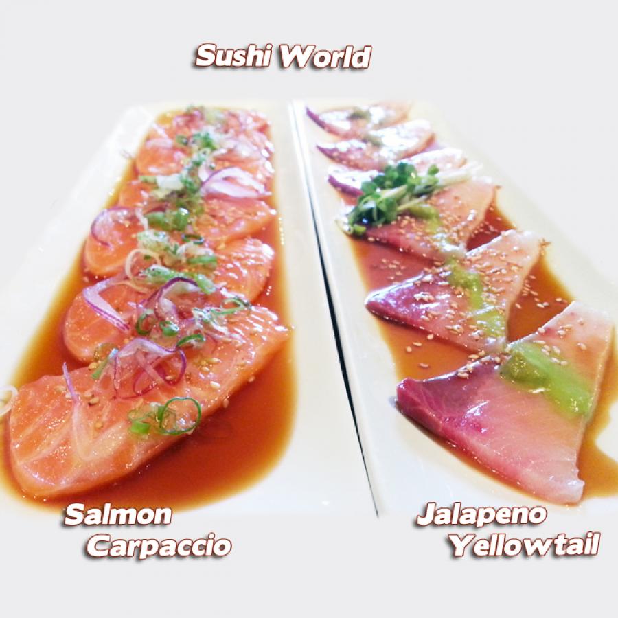 No Carbs Salmon Carpaccio Jalapeno Yellowtail Ready for Summer Orange County OC Sushi World No Carbs Salmon Carpaccio Jalapeno Yellowtail Ready for Summer Orange County OC Sushi World