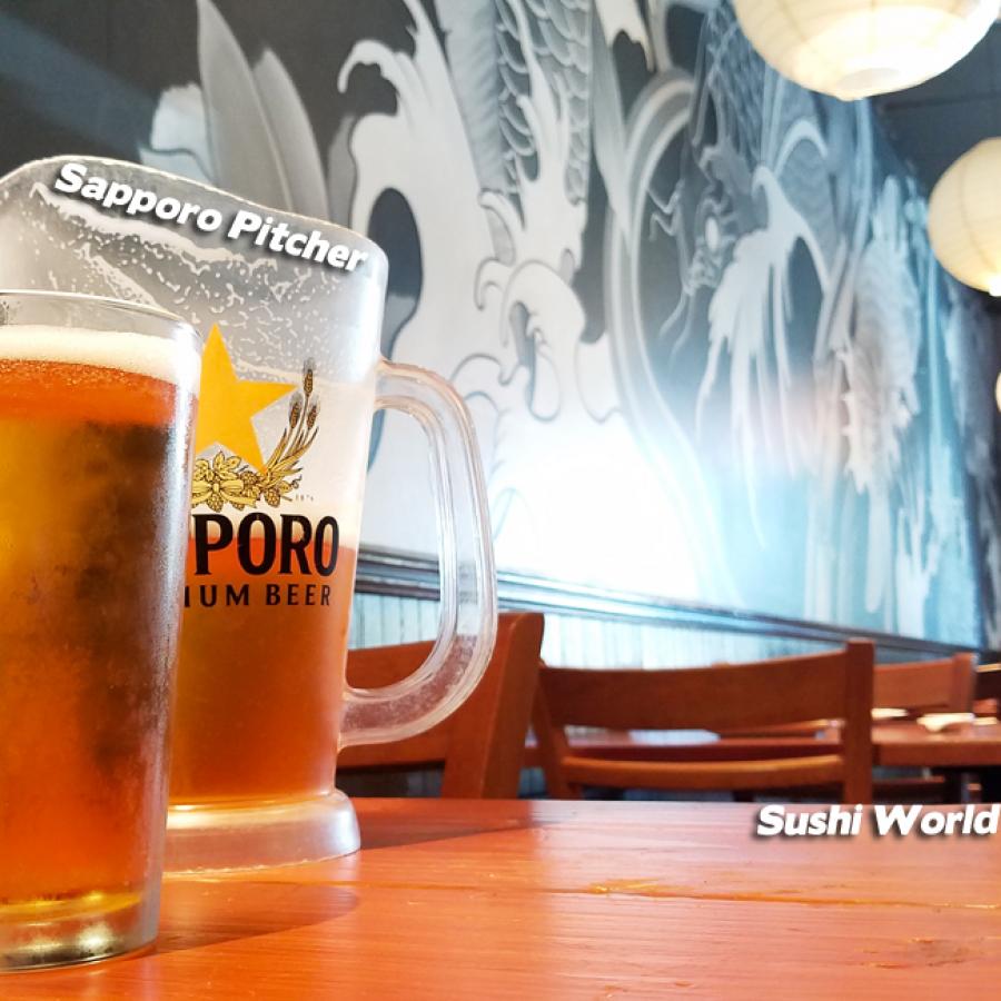 Sapporo Pitchers Happy Hour All Day Mondays Tuesdays Best in OC Orange County Sushi World Sapporo Pitchers Happy Hour All Day Mondays Tuesdays Best in OC Orange County Sushi World