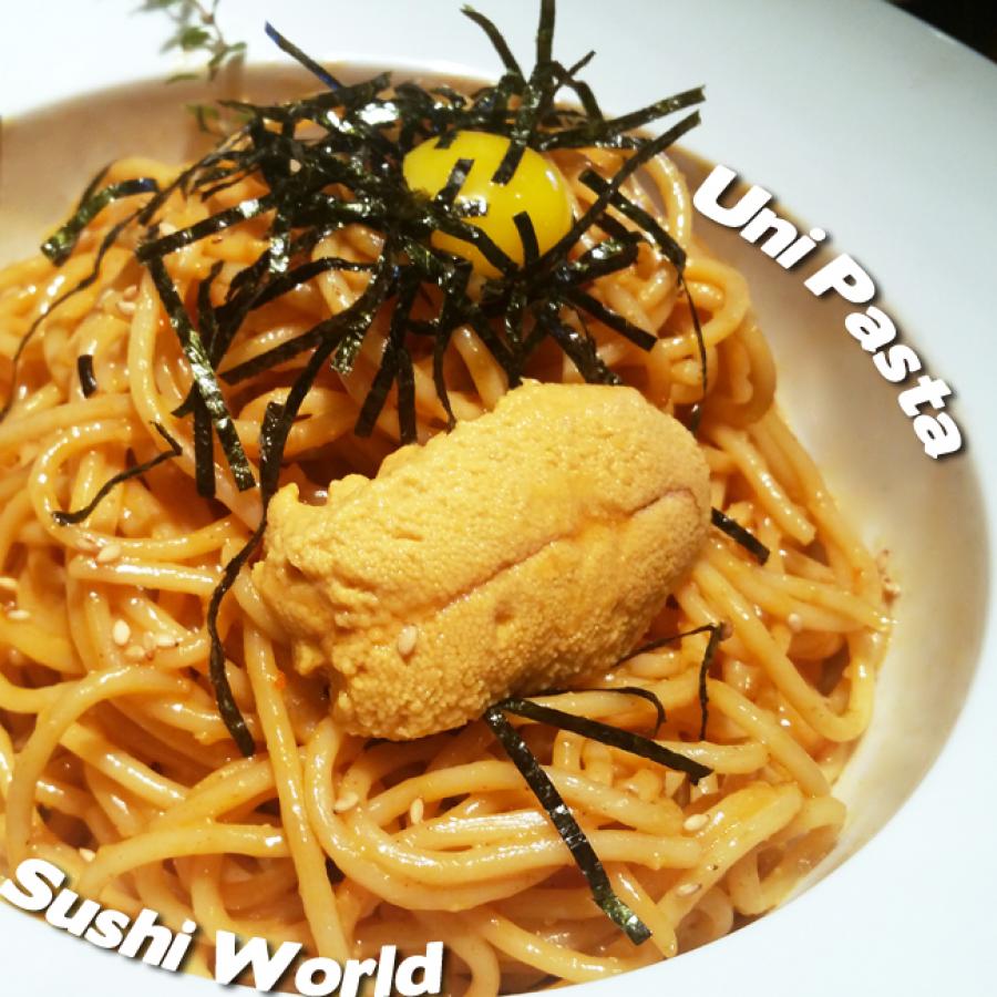 Uni Pasta Rich Buttery Quail Egg Yolk Flavorful To Die For Sushi World Orange County OC Uni Pasta Rich Buttery Quail Egg Yolk Flavorful To Die For Sushi World Orange County OC