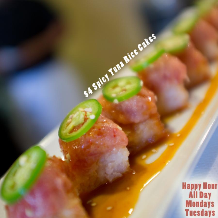 Spicy Tuna Rice Cakes Happy Hour All Day Tuesdays Mondays Cypress Orange County OC Sushi World Spicy Tuna Rice Cakes Happy Hour All Day Tuesdays Mondays Cypress Orange County OC Sushi World