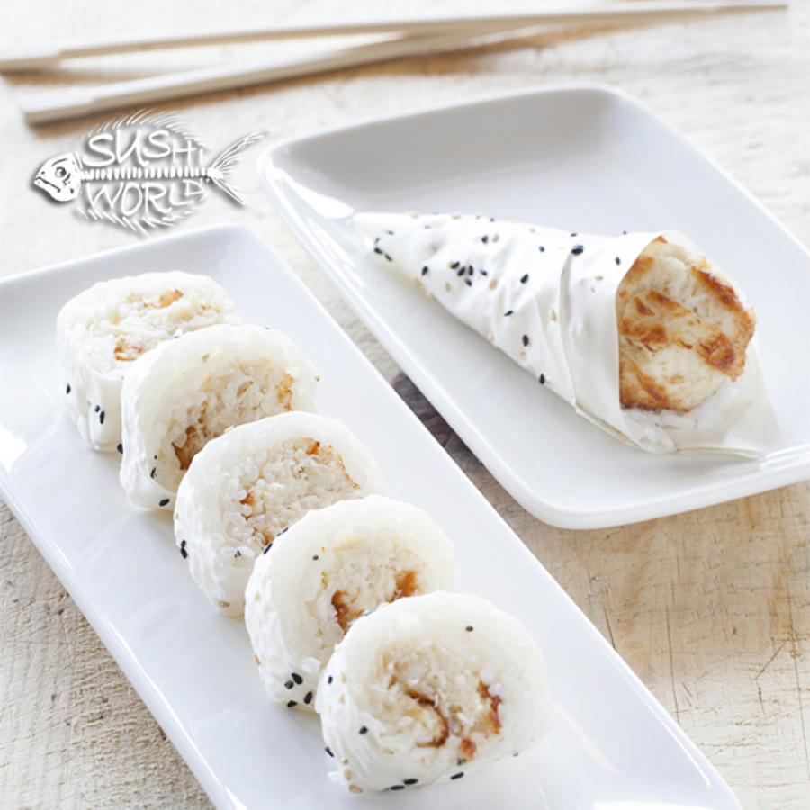 Baked Blue Crab Hand Roll Cut Roll Sushi World Orange County OC Cypress Baked Blue Crab Hand Roll Cut Roll Sushi World Orange County OC Cypress