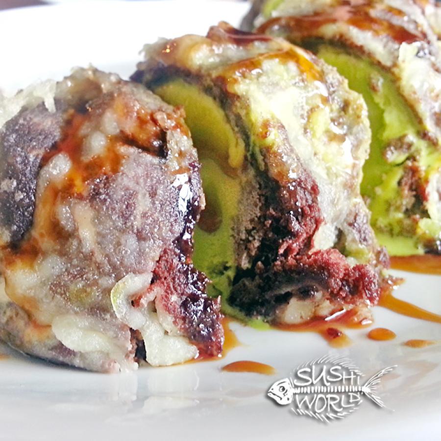 Tempura Green Tea Ice Cream Chocolate Cake Japanese Dessert Orange County OC Cypress Sushi World Tempura Green Tea Ice Cream Chocolate Cake Japanese Dessert Orange County OC Cypress Sushi World