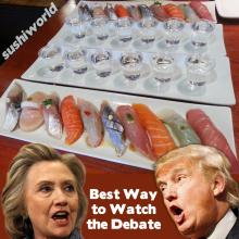 Presidential Debate happy Hour all day mondays Tuesdays how to watch sushi sake orange county oc sushi world