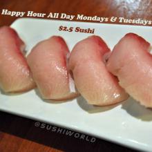 Yellowtail Salmon Orange County's Best Happy Hour Sushi World All Day Mondays Tuesdays