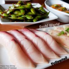 Orange County Best Happy Hour Yellowtail Albacore Garlic Edamame Sushi World