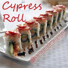 Cypress Roll Avocado Shrimp Tempura Cucumber Snow Crab Strawberries Orange County Sushi World OC