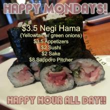 Happy Hour All Day Mondays $3.5 Negi Hama Sushi Orange County OC