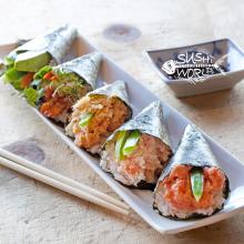 Spicy Tuna Hand Roll Avocado Salmon Skin Crab Hand Cones Orange County Sushi World OC